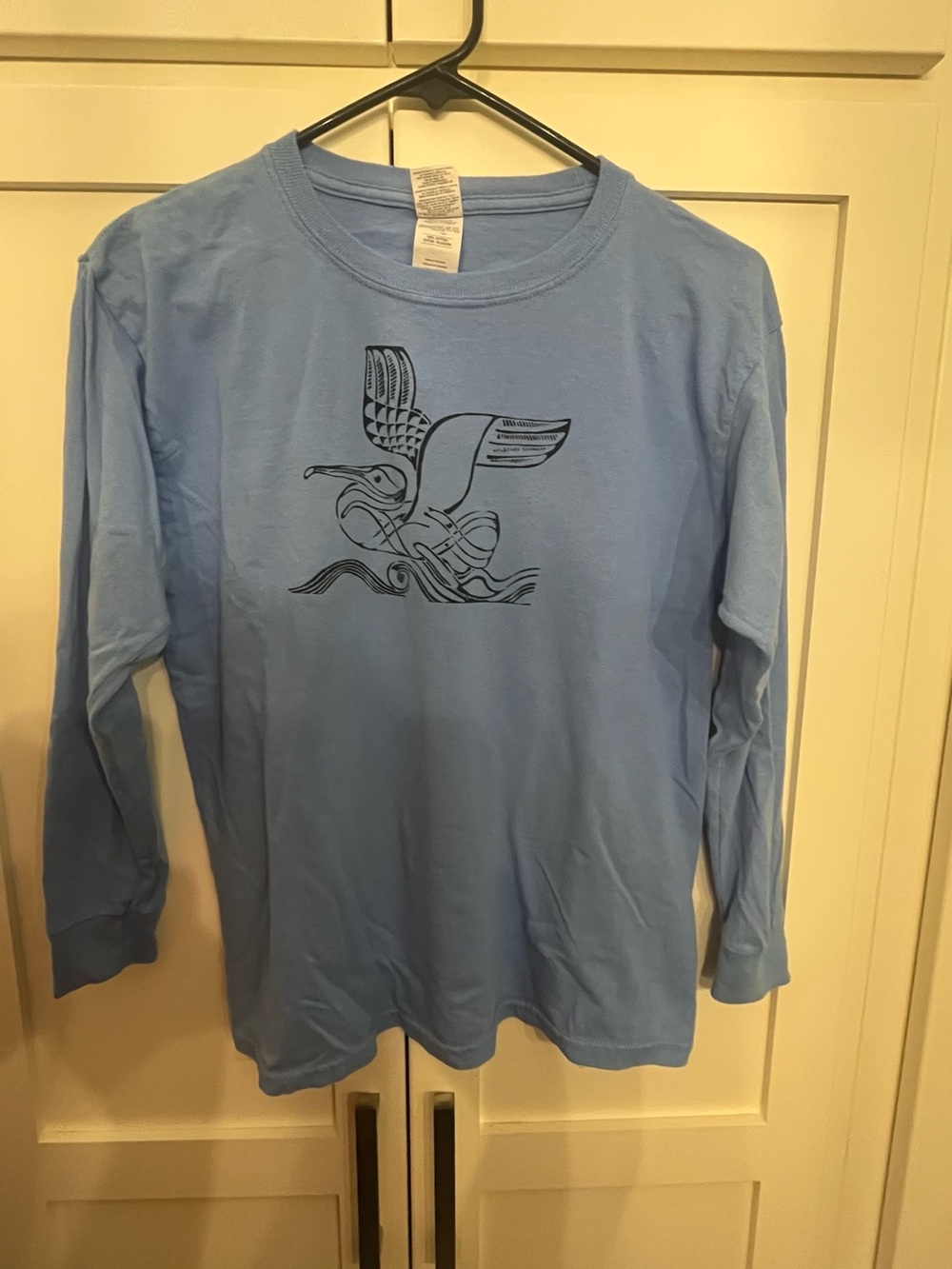 Walter Anderson Blue Long Sleeve Tee with Nautical Bird Graphic